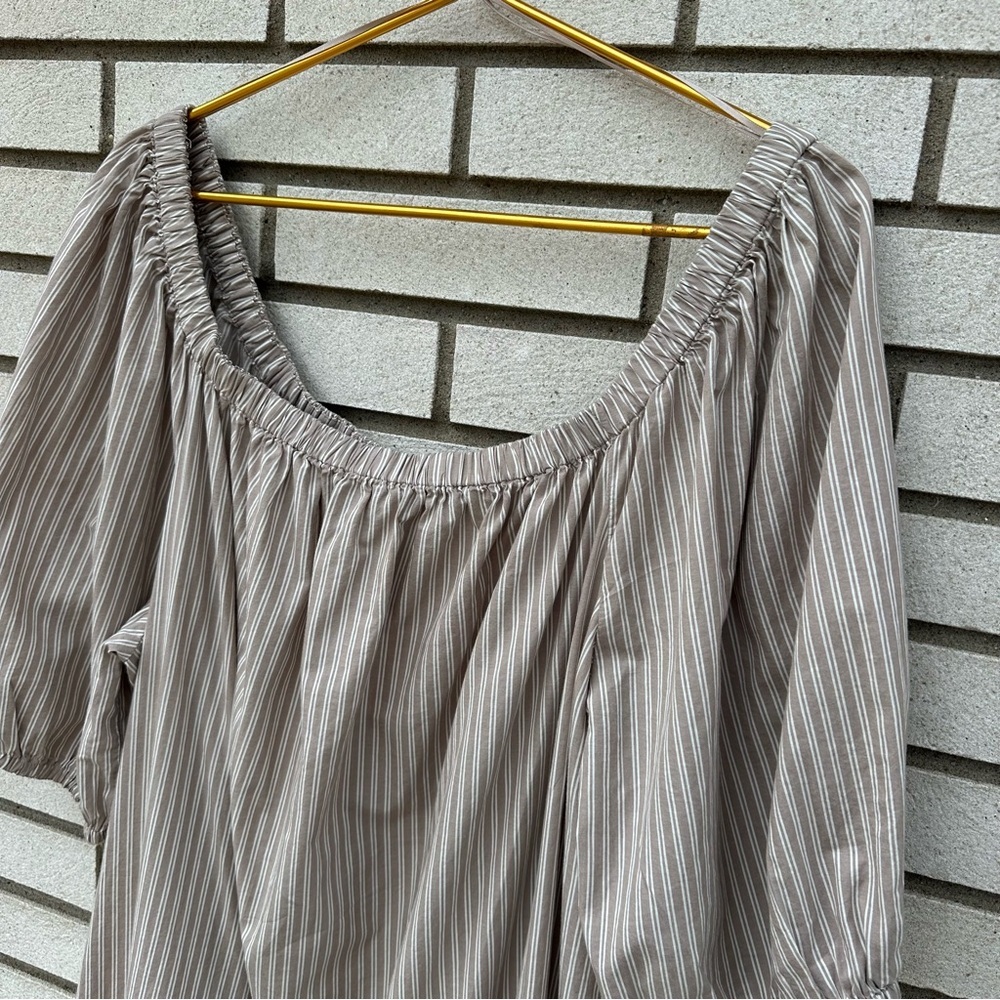 Old Navy Striped Off Shoulder Mini Swing Dress Cotton Pockets Boho XXL Tall - Picture 4 of 13
